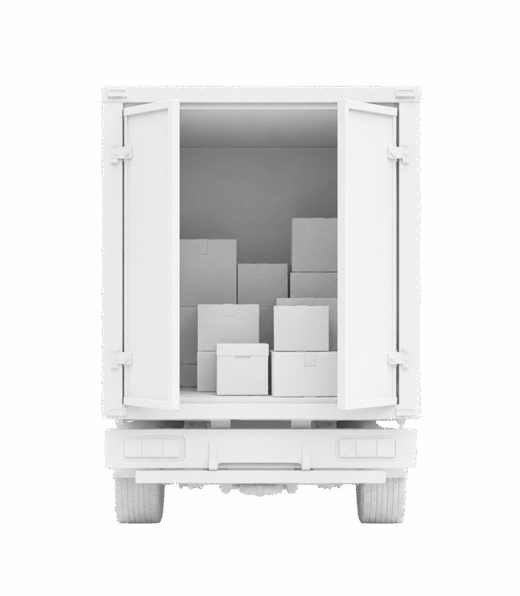 3D truck loaded with boxes